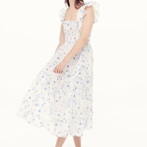 “The Ellie Nap Dress” in blue botanical